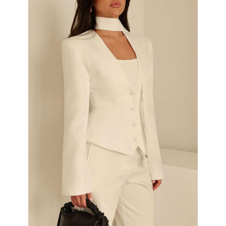 Damen Langarm-Blazermantel | Mit Schal