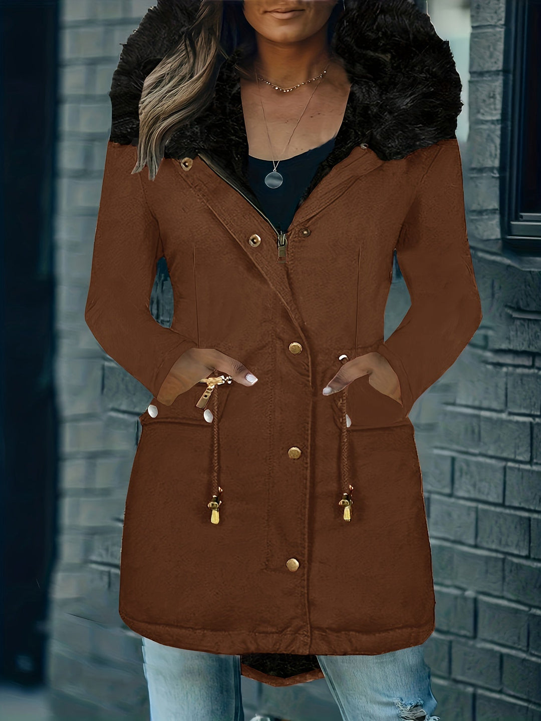 Lässige Parka Winterjacke Für Damen | Reißverschlusstaschen