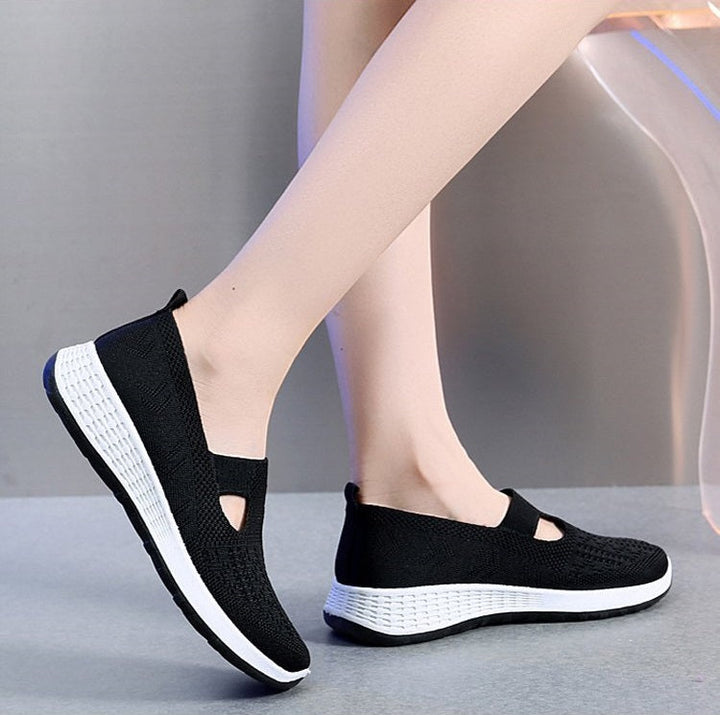Slip-On-Mesh-Schuhe mit Cutout-Vorderblatt für Damen