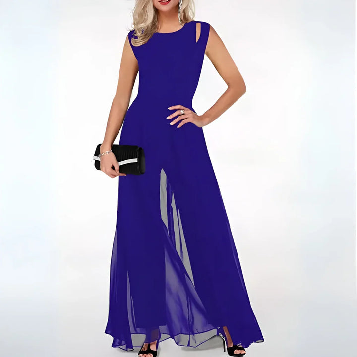 Damen Bodenlanger Jumpsuit mit Rock und Cut-out Schulterdetails