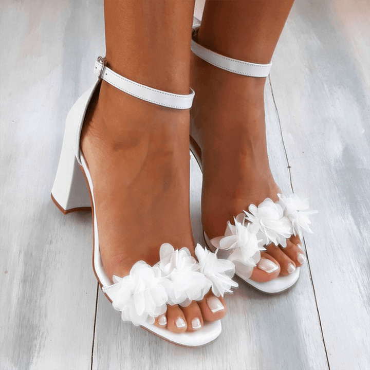 Damen High-Heel Sandalen mit Blumen-Design