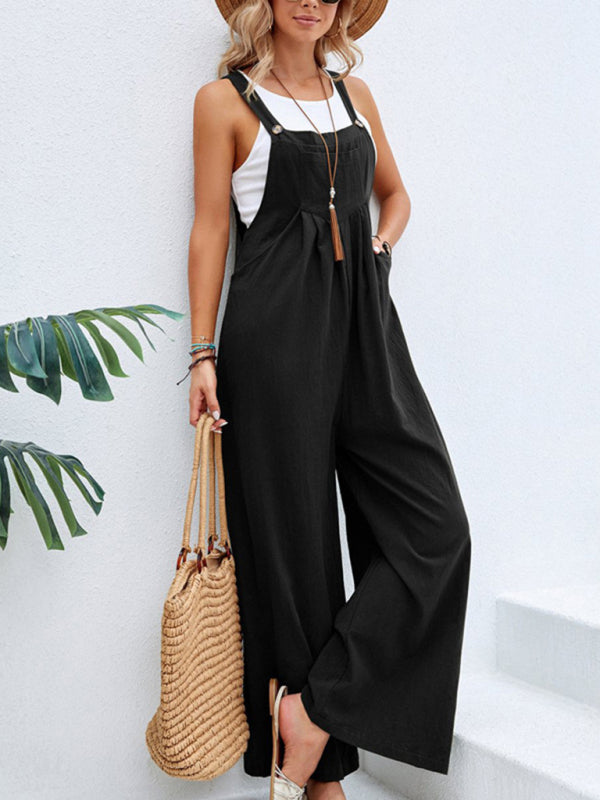 Damen-Jumpsuit mit weitem Schnitt und verstellbaren Trägern