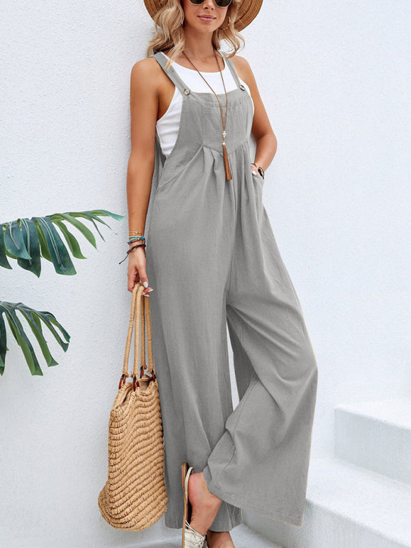 Damen-Jumpsuit mit weitem Schnitt und verstellbaren Trägern