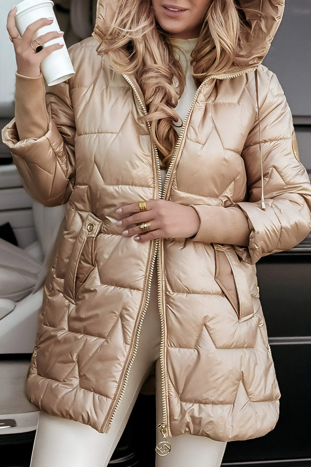Modische Mittellange Winterjacke Für Damen | Mit Kapuze