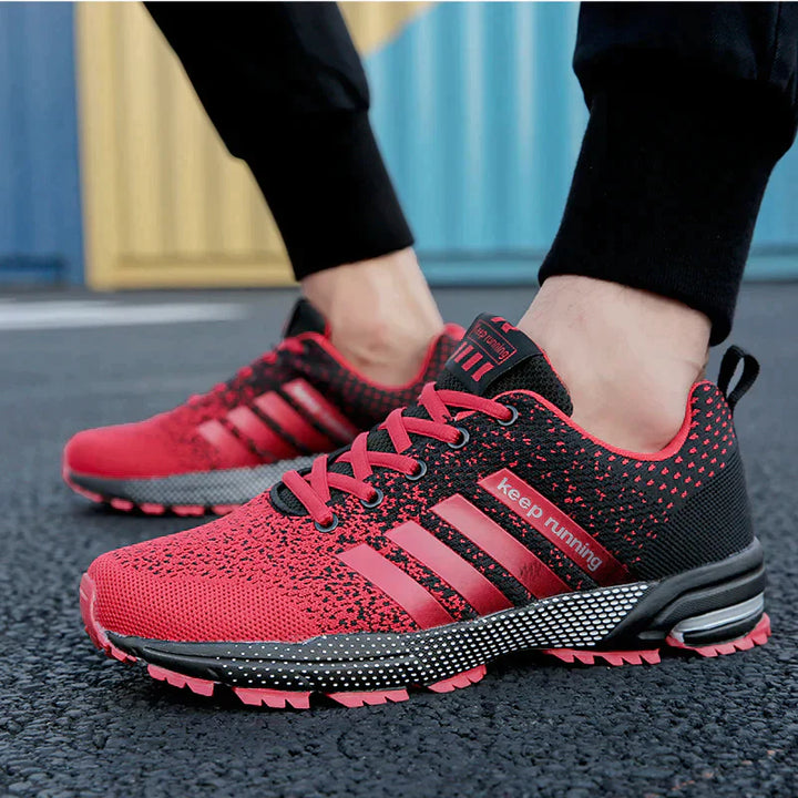 Herren Alle Jahreszeiten-Mesh-Sneaker mit Schnürung and Gestreiftem Design