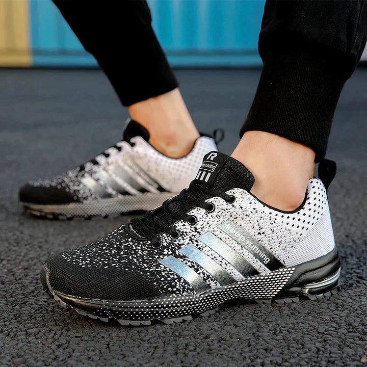 Herren Alle Jahreszeiten-Mesh-Sneaker mit Schnürung and Gestreiftem Design