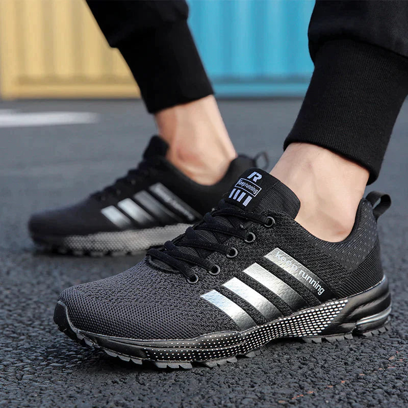 Herren Alle Jahreszeiten-Mesh-Sneaker mit Schnürung and Gestreiftem Design