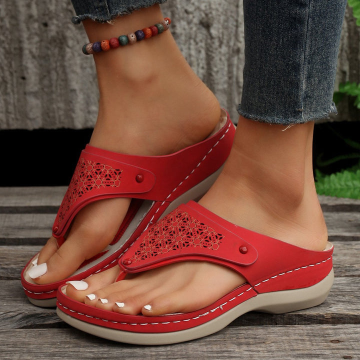 Damen Sommer Offener Zehenpartie Sandalen mit Ösendesign
