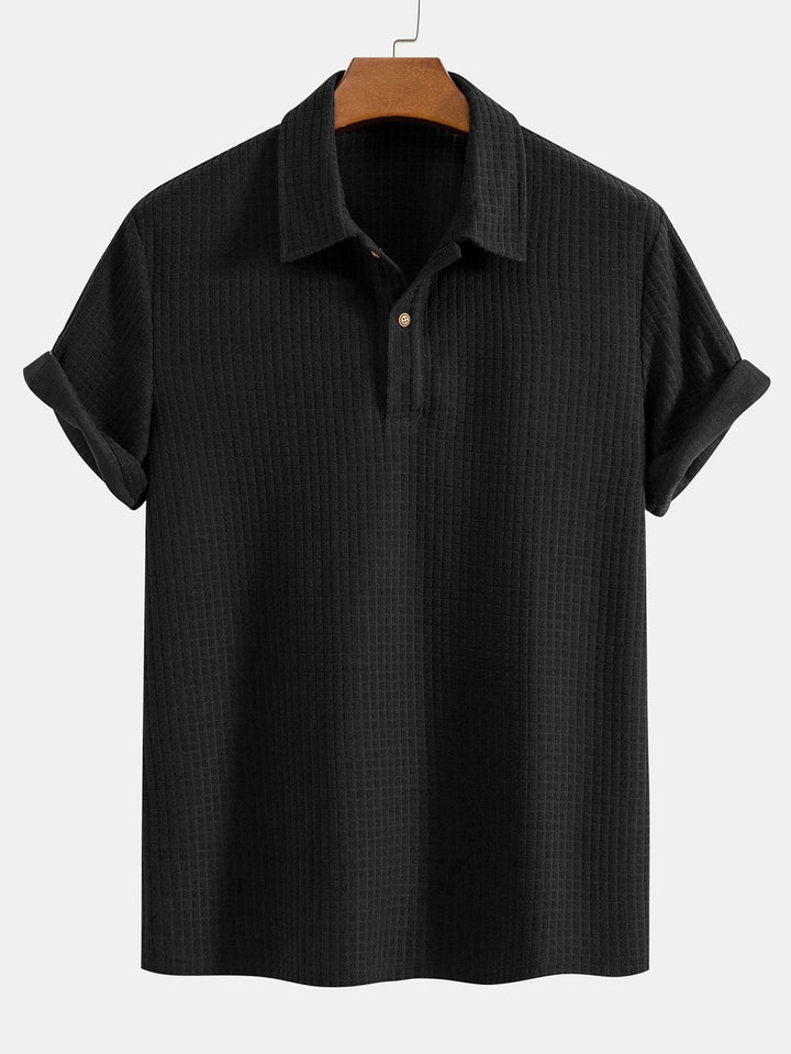 Herren Poloshirt mit Kurzarm und Rippstrickmuster