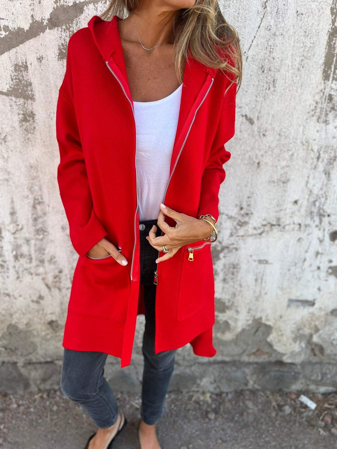 Damen Lange Strickjacke | Einfarbig