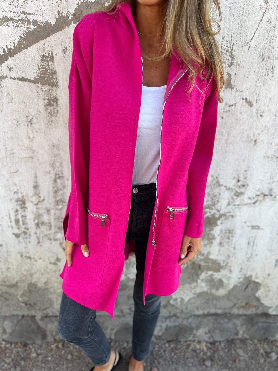 Damen Lange Strickjacke | Einfarbig