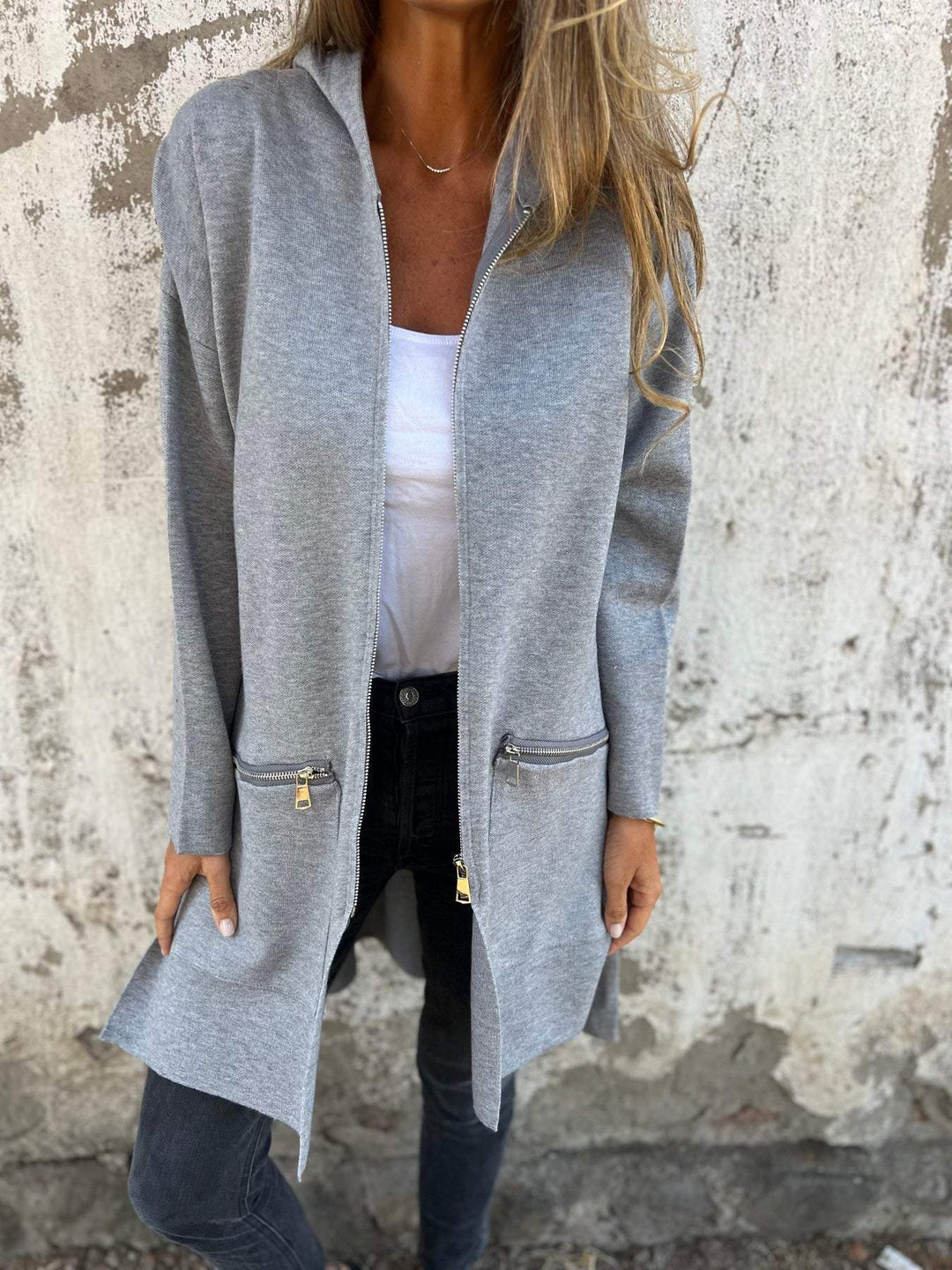 Damen Lange Strickjacke | Einfarbig