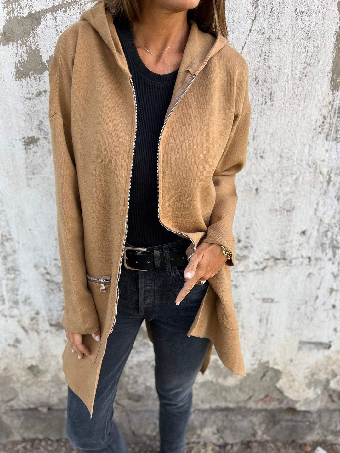 Damen Lange Strickjacke | Einfarbig