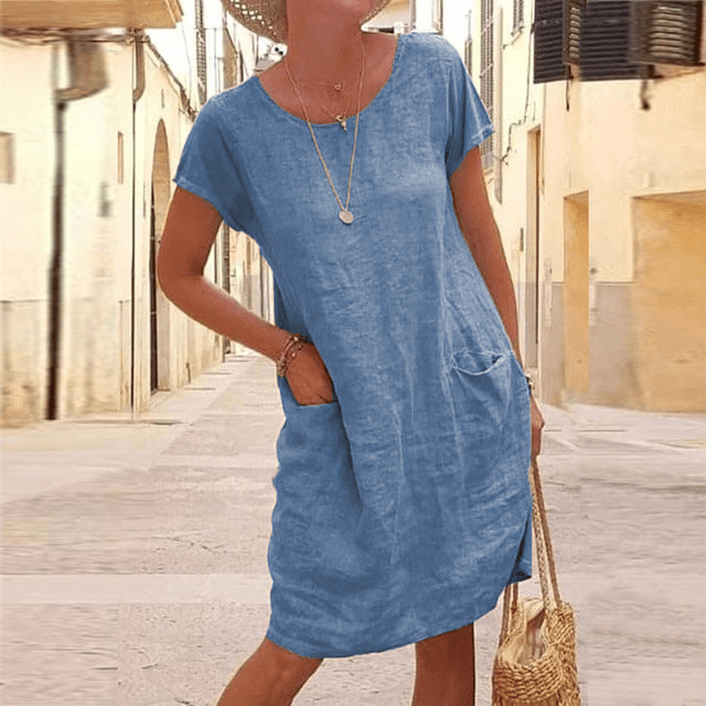 Damen-Midikleid mit aufgesetzten Taschen