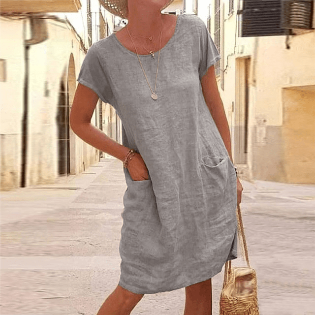 Damen-Midikleid mit aufgesetzten Taschen