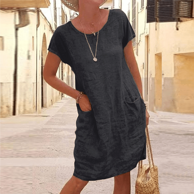 Damen-Midikleid mit aufgesetzten Taschen