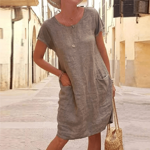 Damen-Midikleid mit aufgesetzten Taschen