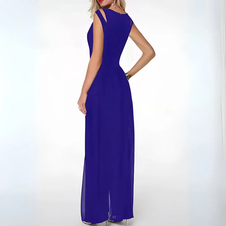 Damen Bodenlanger Jumpsuit mit Rock und Cut-out Schulterdetails