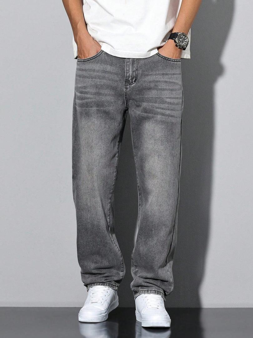 Herren Gewaschene Jeans | Gerade Beine