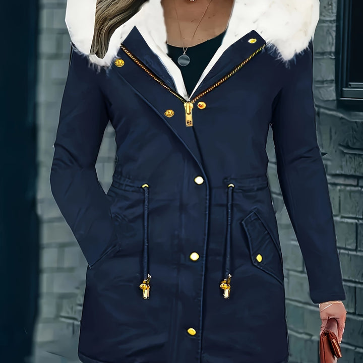 Trendige Winterjacke Mit Kapuze Für Damen | Kunstfell