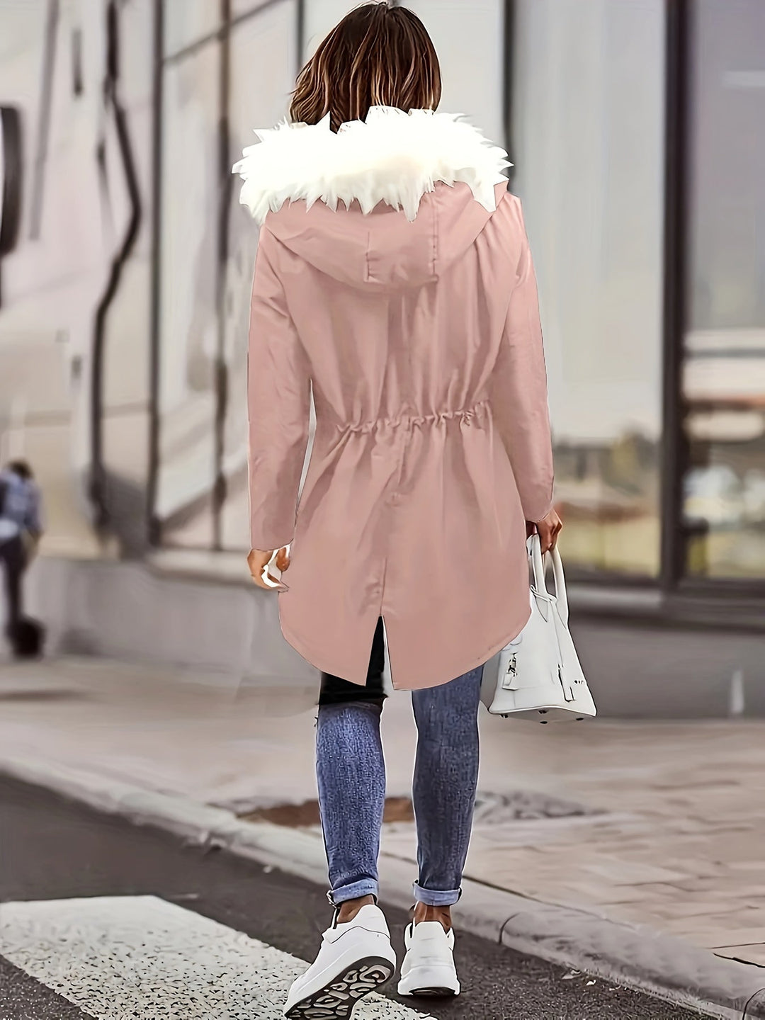 Trendige Winterjacke Mit Kapuze Für Damen | Kunstfell