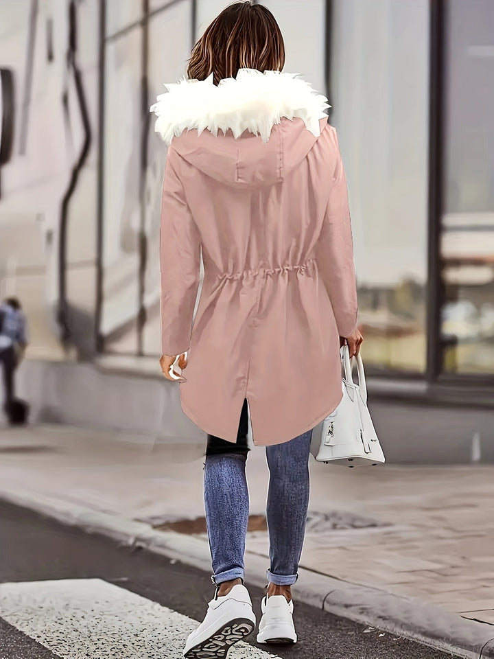 Trendige Winterjacke Mit Kapuze Für Damen | Kunstfell