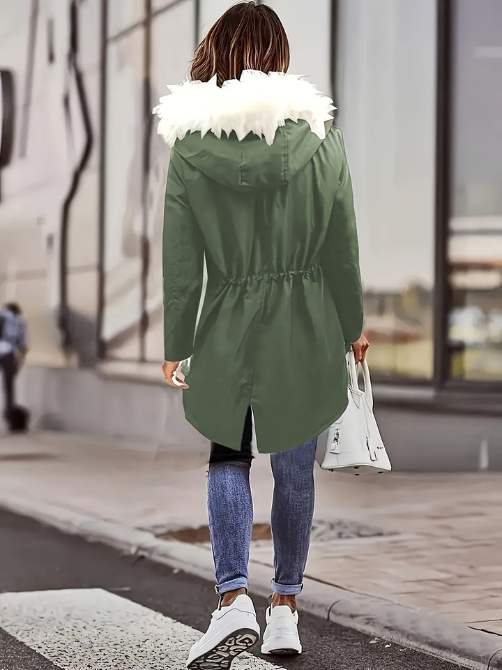 Trendige Winterjacke Mit Kapuze Für Damen | Kunstfell