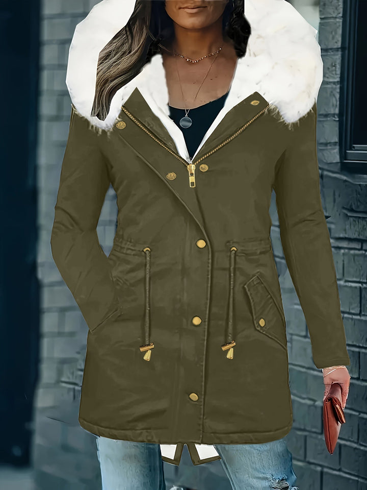 Trendige Winterjacke Mit Kapuze Für Damen | Kunstfell