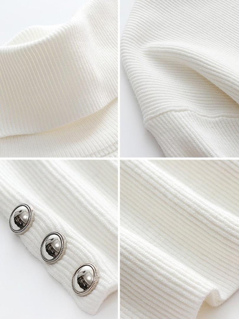 Damen Trendiger Pullover Mit Langarm | Knopfdetail