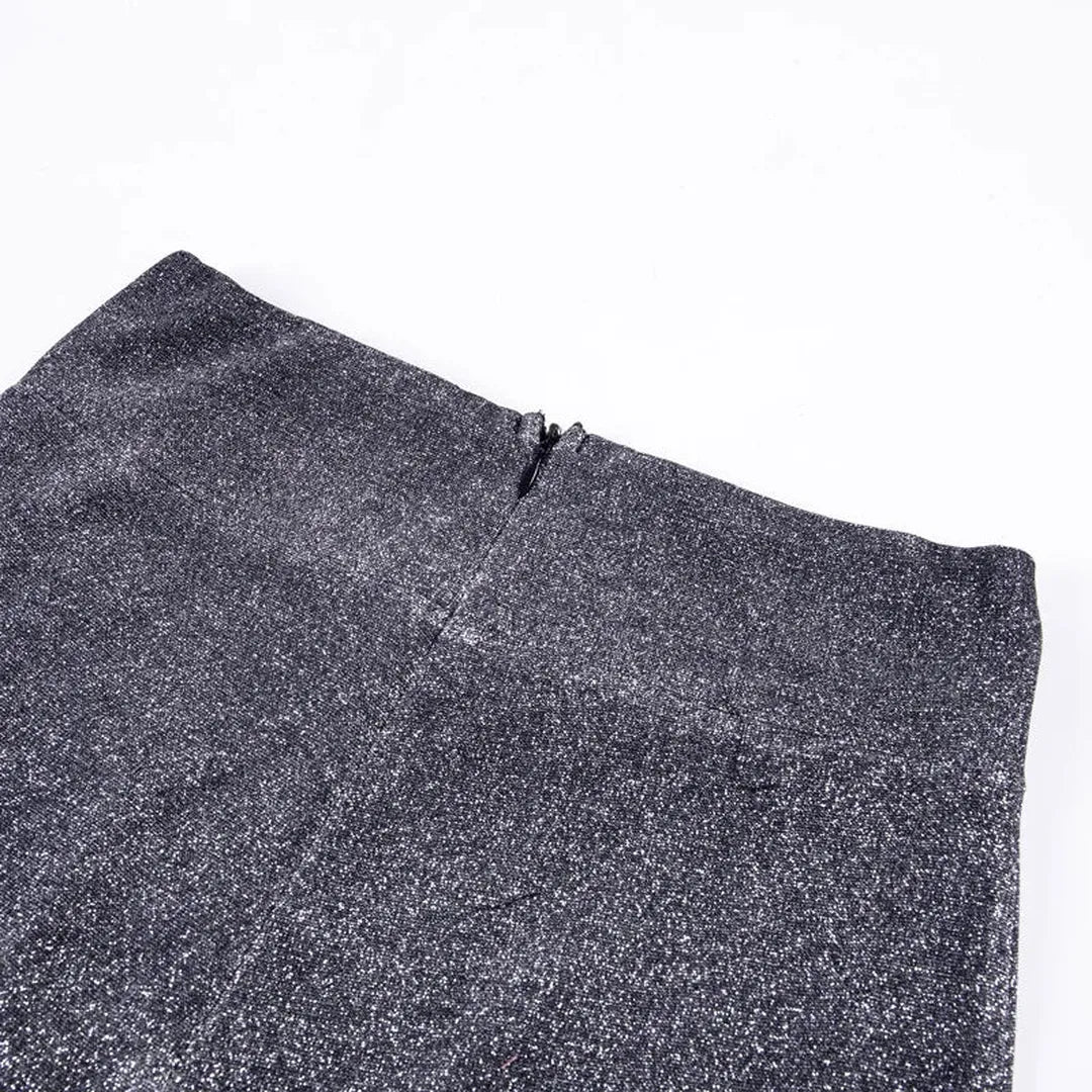 Damen Stylische Hose Mit Glitzer | Hoch Tailliert