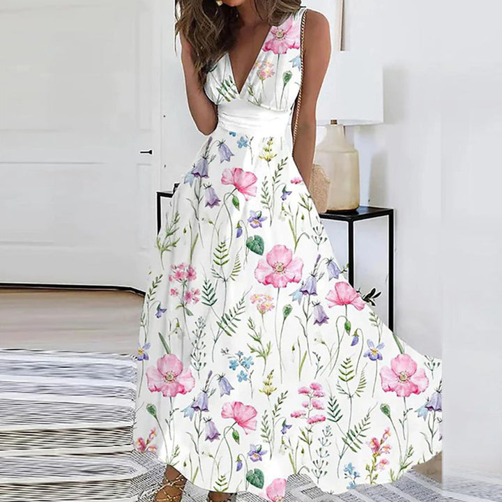 Damen Ärmelloses Midikleid mit Blumenmuster