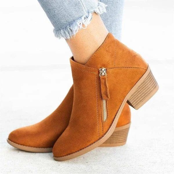 Damen Wildleder-Stiefeletten mit seitlichem Reißverschluss