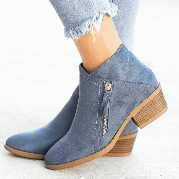 Damen Wildleder-Stiefeletten mit seitlichem Reißverschluss