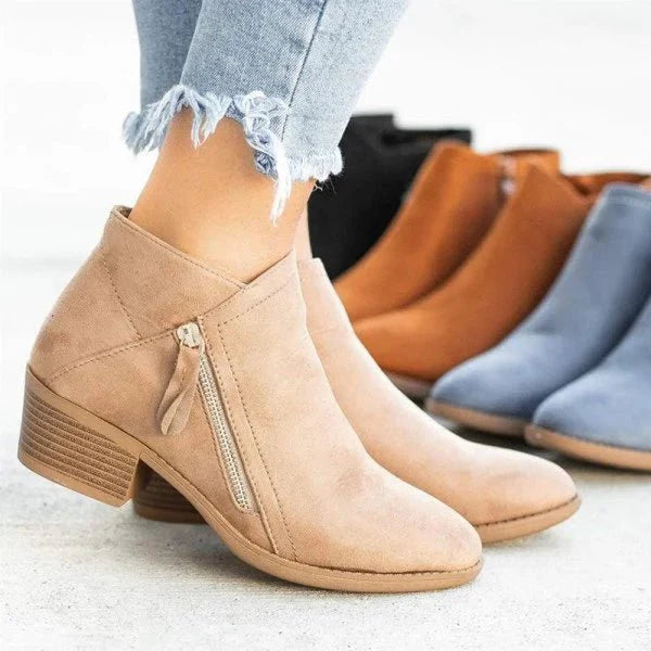 Damen Wildleder-Stiefeletten mit seitlichem Reißverschluss