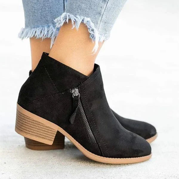 Damen Wildleder-Stiefeletten mit seitlichem Reißverschluss