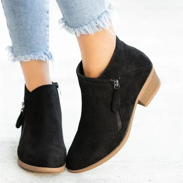 Damen Wildleder-Stiefeletten mit seitlichem Reißverschluss
