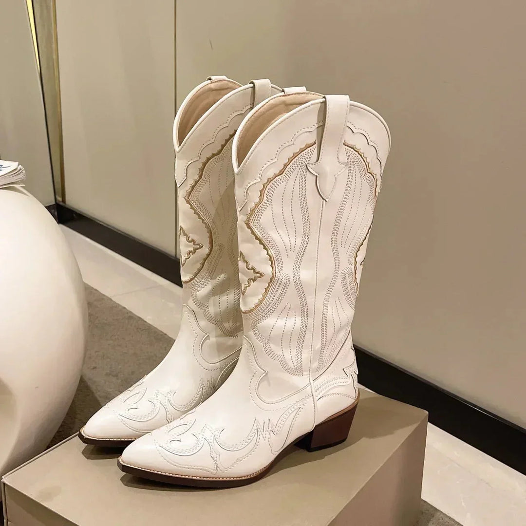 Stilvolle Cowboy-Stiefel Für Damen | Wadenlang