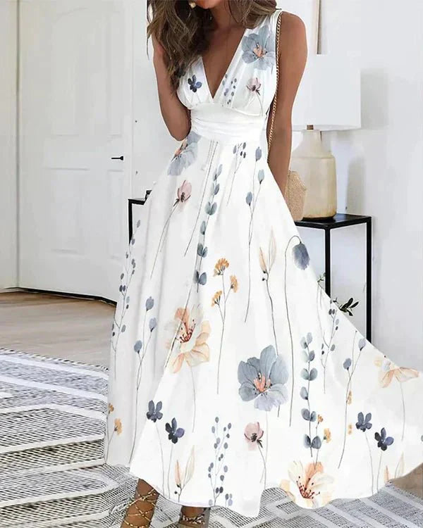 Damen Ärmelloses Midikleid mit Blumenmuster