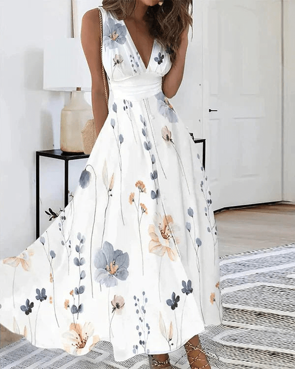 Damen Ärmelloses Midikleid mit Blumenmuster