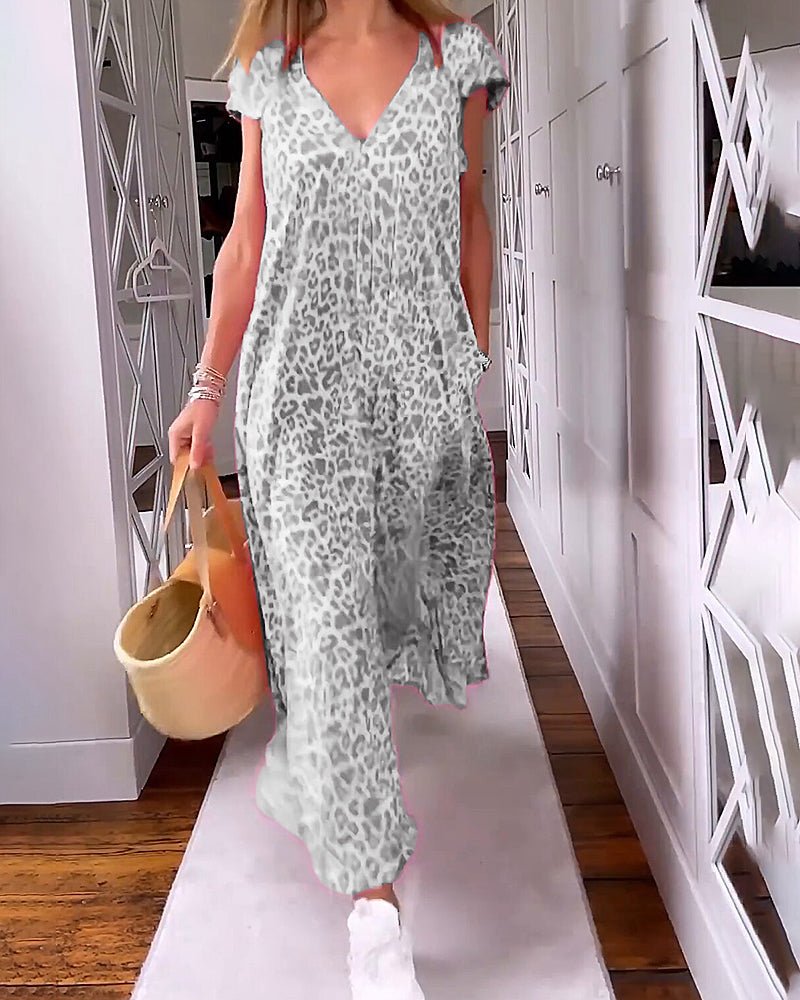 Damen Midikleid mit Leopardenmuster