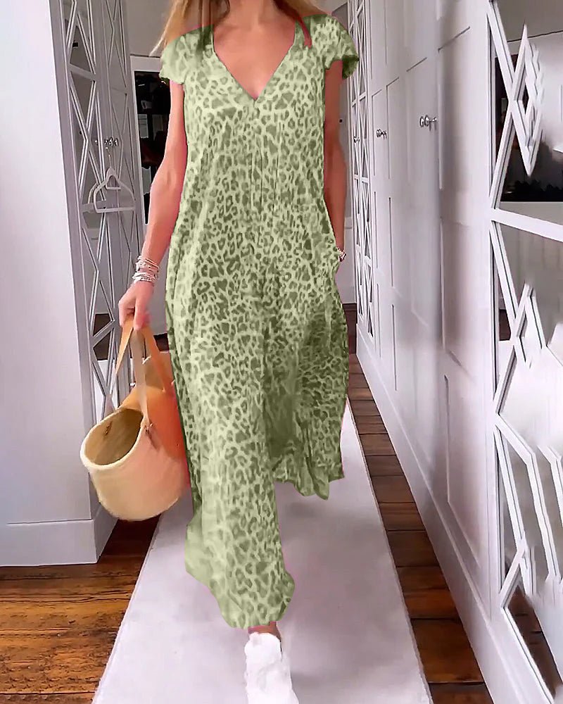 Damen Midikleid mit Leopardenmuster