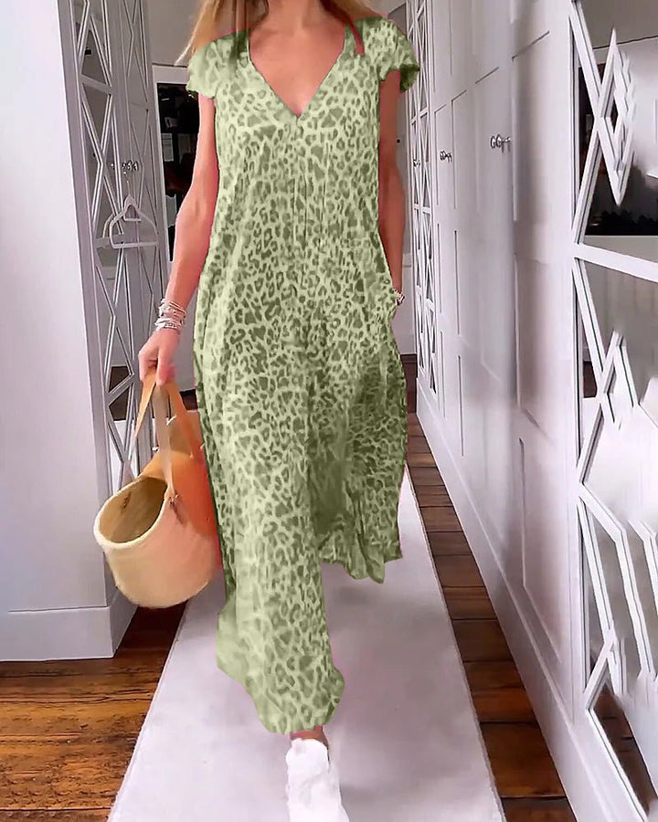 Damen Midikleid mit Leopardenmuster