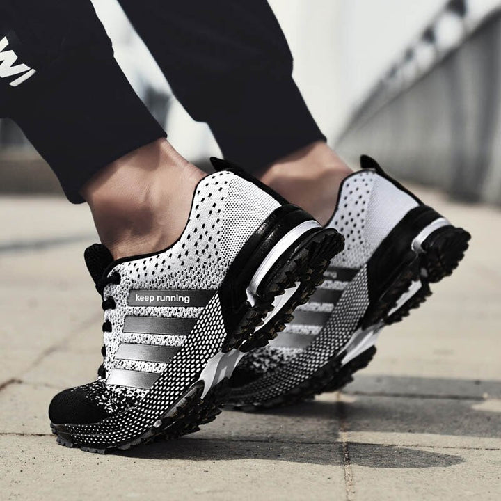 Herren Alle Jahreszeiten-Mesh-Sneaker mit Schnürung and Gestreiftem Design