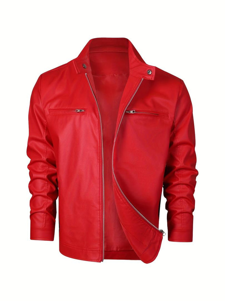 Herren Stylische Lederjacke | Reißverschluss-Design
