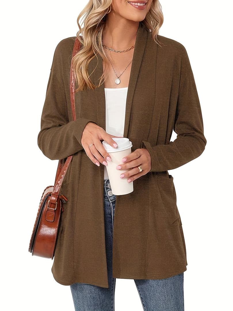 Damen Strickcardigan Mit Langarm | Offener Vordere