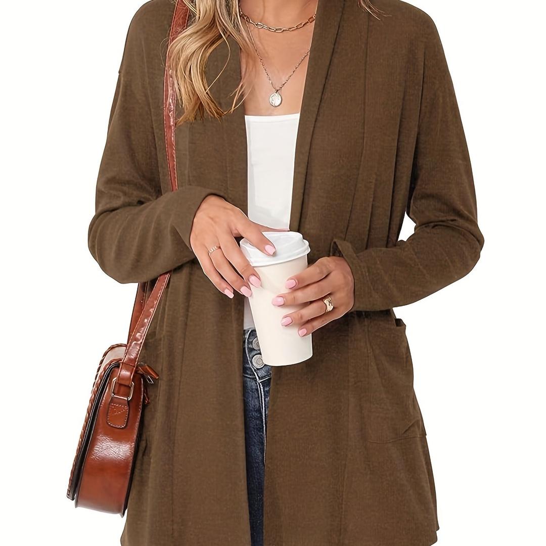 Damen Strickcardigan Mit Langarm | Offener Vordere