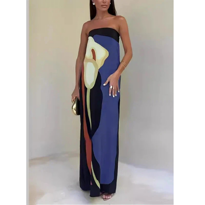 Trägerloses Maxikleid mit Blumenmuster für Frauen
