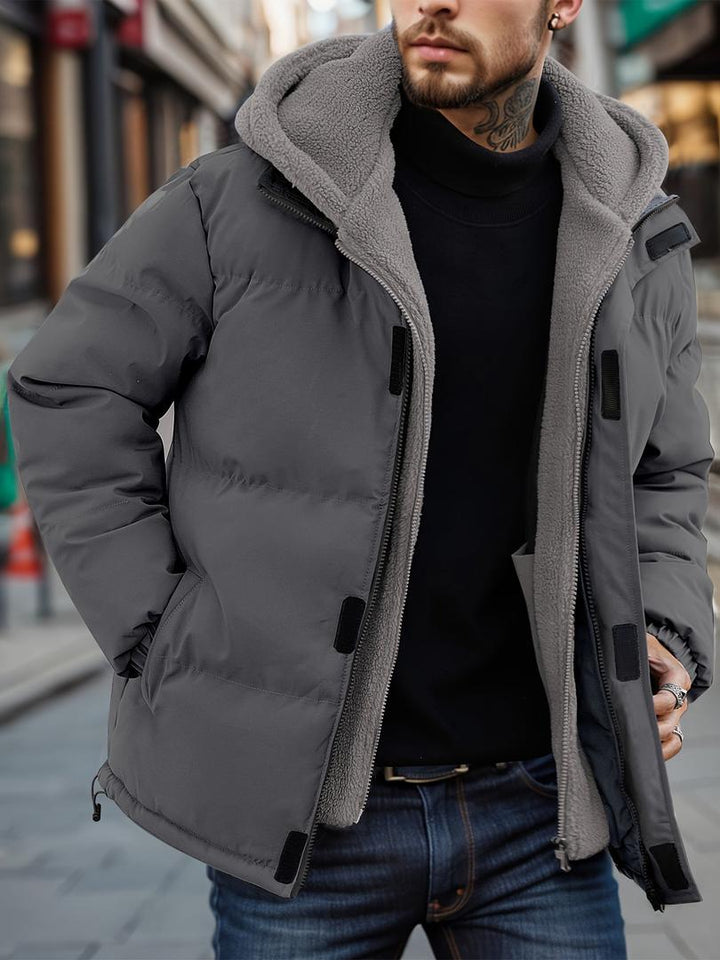 Herren-Fleece-Winterjacke Mit Taschen | Mit Kapuze