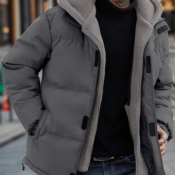 Herren-Fleece-Winterjacke Mit Taschen | Mit Kapuze