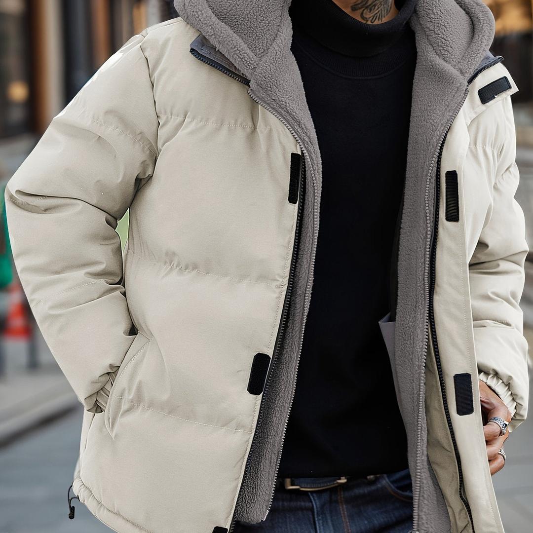 Herren-Fleece-Winterjacke Mit Taschen | Mit Kapuze